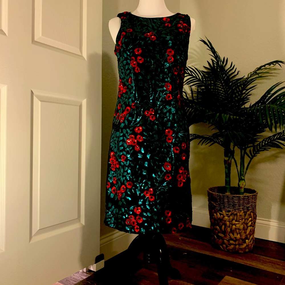 New, without tags, Leslie Fay, size 4, embroidered, sequined dress.